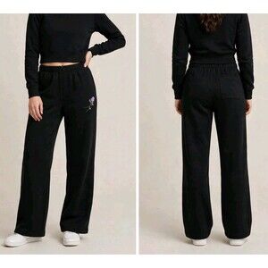 Mills by Millie Bobby Brown Women's M Fleeced Terry Wide Leg Pants Sweatpants